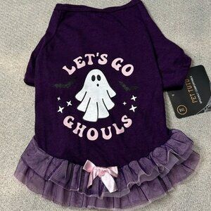 Let’s Go Ghouls Dog Halloween Tutu Shirt Costume NWT Size Medium Pet